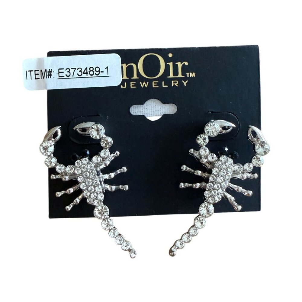 Noir Jewelry Rhinestone Scorpion Earrings With Stud Backings Statement Piece
